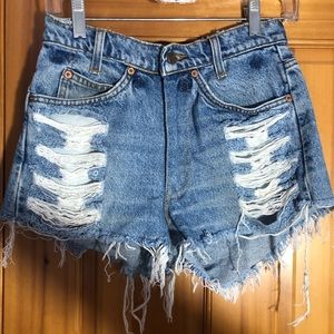 High rise jean shorts